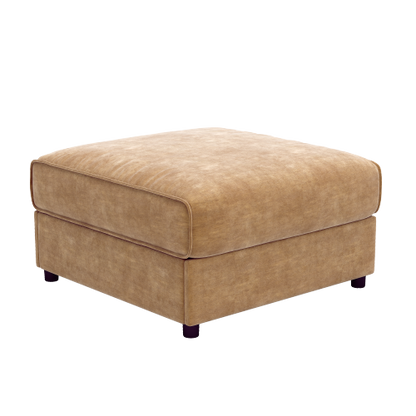 24 Inch Camel Chenille Ottoman Sofa, Modular Storage Upholstered Ottoman with Ergonomic Cylindrical Support