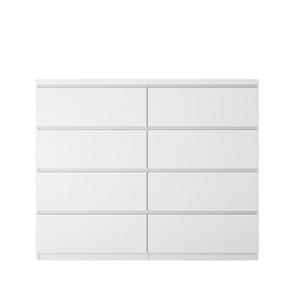 8 Drawers Dresser for Bedroom, Wood Bedroom Dresser Modern Drawer Chest, 8 Chest of Drawer, Tall Dresser for Closet, Dressers Organizer for Living Room, Closet, White