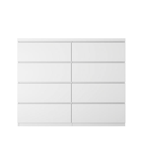 8 Drawers Dresser for Bedroom, Wood Bedroom Dresser Modern Drawer Chest, 8 Chest of Drawer, Tall Dresser for Closet, Dressers Organizer for Living Room, Closet, White