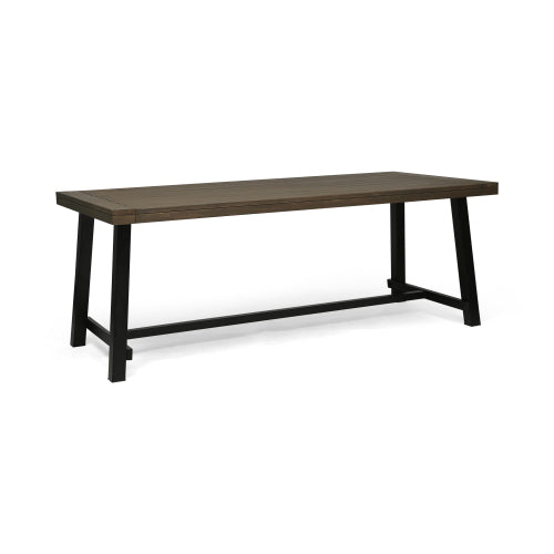 Outdoor Acacia Wood Dining Table,Grey/Rustic Metal