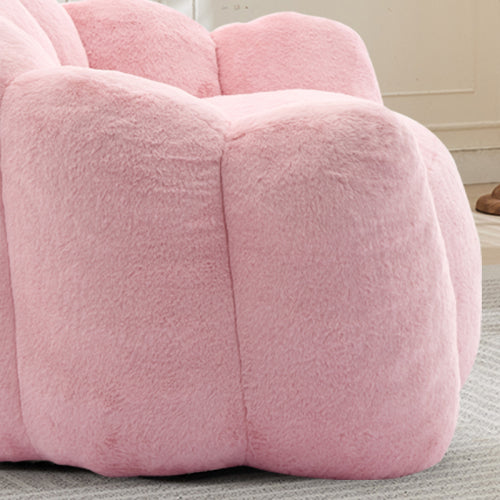 Pink Lotus-Shape Compression Bean Bag Sofa with Pull Ring, No Assembly