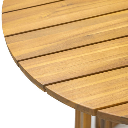 Outdoor Round Top Acacia Wood Dining Table,Round Bistro Table,Teak Finish