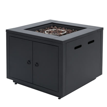 30inch Square Steel Fire Pit Table, in Black,40000BTU