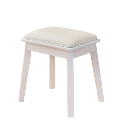 White Modern Vanity Desk Set, Fluted Wave Panel, 3 Color Dimmable LED Mirror, Adjustable Side Cabinet & PU Stool