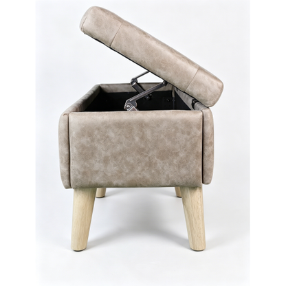 32 Inch Square Storage Ottoman Bench with Built-in Tray, Upholstered Footrest, Modern Multi-Functional End of Bed Bench
