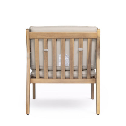 Outdoor Acacia Wood Armchair, Set of 2, Patio Club Chair with Cushions, Light Teak