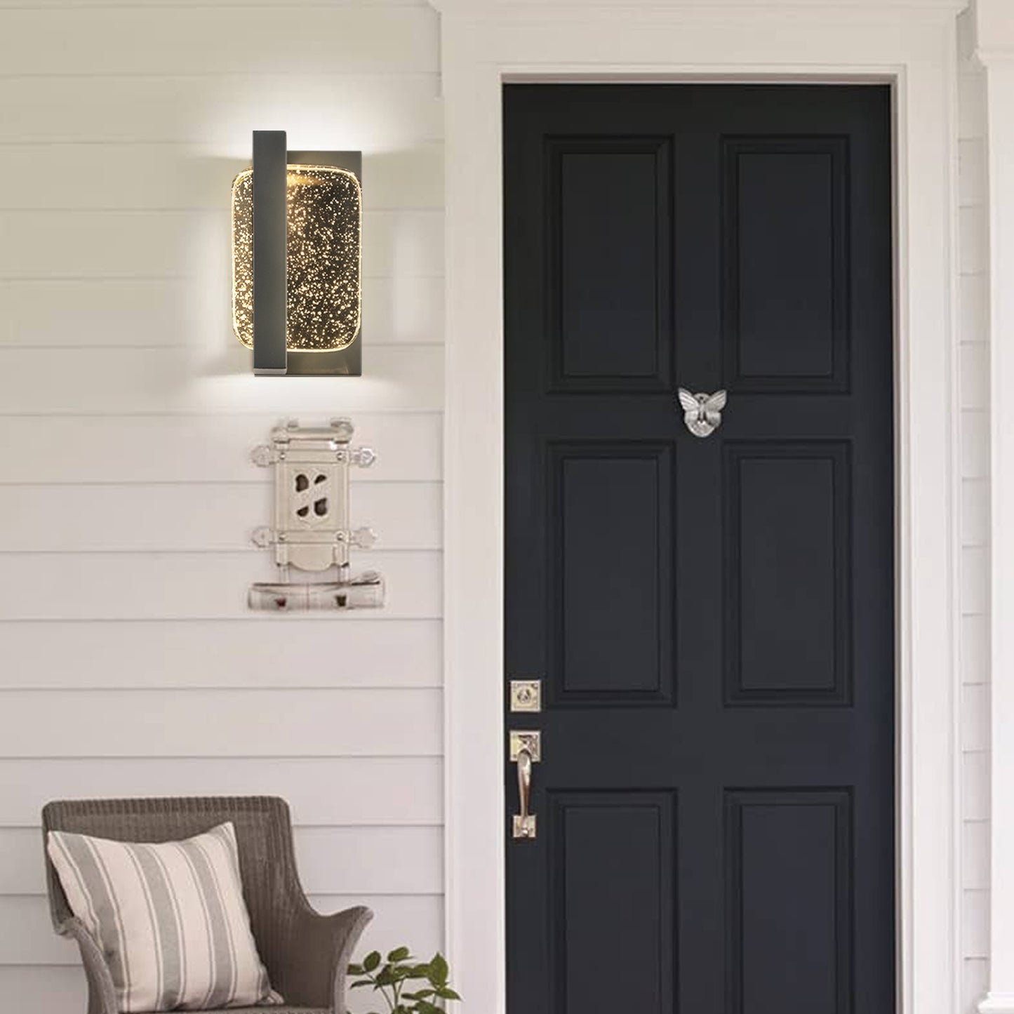 1-Light Matte Black not Motion Sensing LED Outdoor Hardwired Wall Lantern Sconce with No Bulbs Included