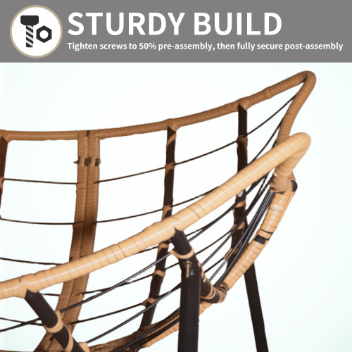 Larger Outdoor Rocking Chair, Patio Egg Rocking Chair, Indoor Papasan Chair, Rattan Wicker Lounge Chair, Modern Royal Chair for Bedroom, Living Room, Porch, Garden,Lawn-Dark Grey