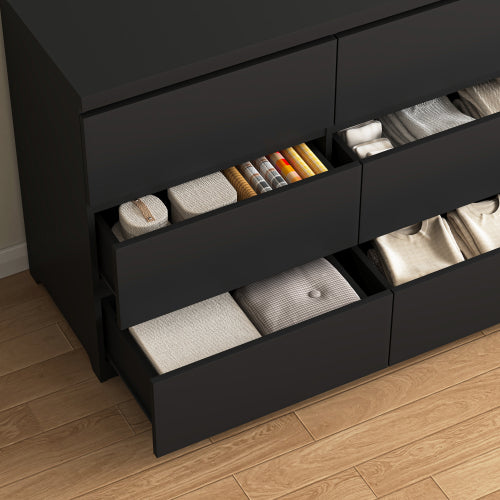 9 Drawer Dresser with No Handle Design, Modern Black Matte Wood Dresser for Bedroom, Storage Chest of Drawers for Living Room, Hallway, Entryway