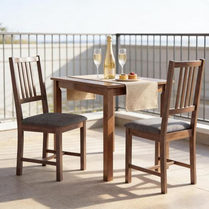 Set of 2 Dining Chairs Gray Upholstered Vertical Slat Back Chair