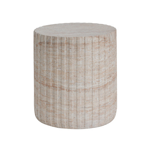 Outdoor/Indoor Lightweight Concrete Side Table,Travertine Finish