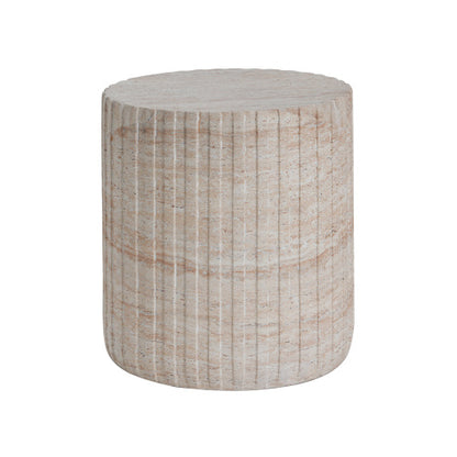 Outdoor/Indoor Lightweight Concrete Side Table,Travertine Finish