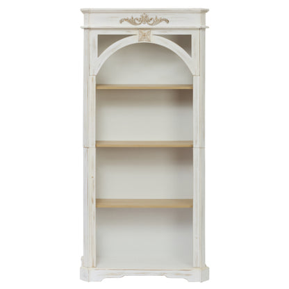 65-Inch Antique White 4-Tier Tall Bookcase for Living Room Office