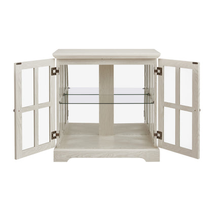 White Retro 7-Color Bluetooth LED Lattice Glass Display Cabinet