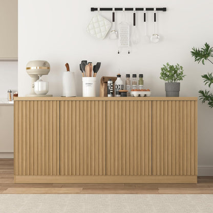 Buffet Cabinet with Storage, 62.60 inch Sideboard Cabinet with 4 Doors & Shelves, Wooden Kitchen Coffee Bar Credenza Storage for Living Room, Hallway Natural