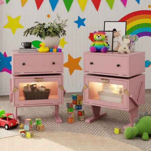 Pink Robot LED Nightstand