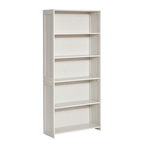 68.3 Inch White 5-Tier Wide Anti-Tip Freestanding Open Bookshelf