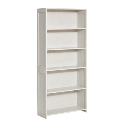68.3 Inch White 5-Tier Wide Anti-Tip Freestanding Open Bookshelf