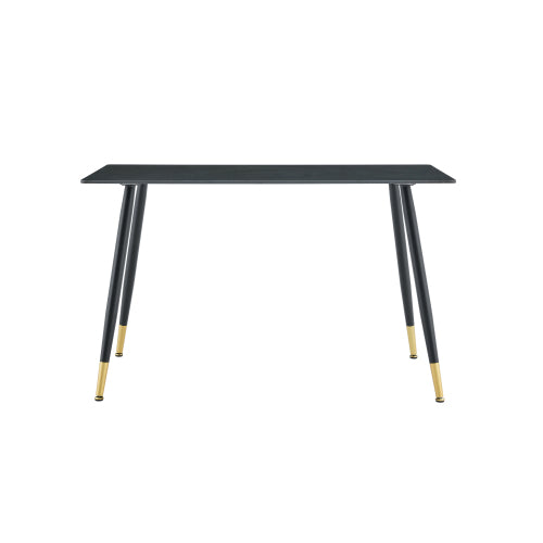 Sintered Stone Dining Table with Metal Base, Vic Dark