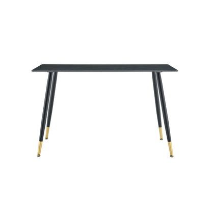 Sintered Stone Dining Table with Metal Base, Vic Dark