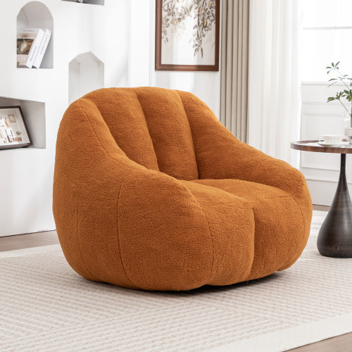 Faux-Fur Tufted Memory-Foam Bean-Bag Chair with Filler 37.4 inch x33.9 inch x32.3 inch  for Dorm Apartment Living-Room