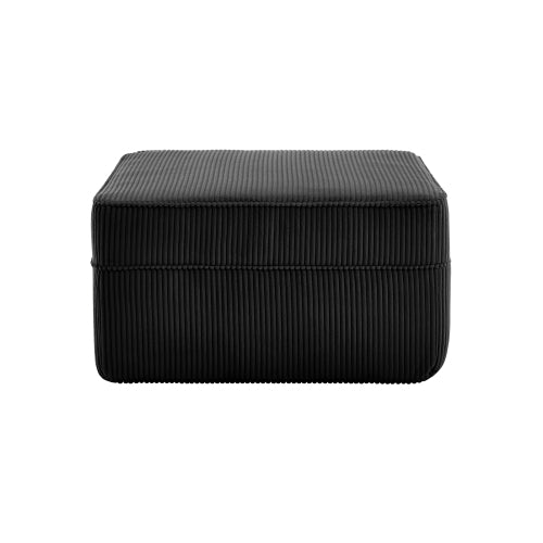 Corduroy Ottoman Black Modular Accent Ottoman with Plush Fabric and Comfortable Seating