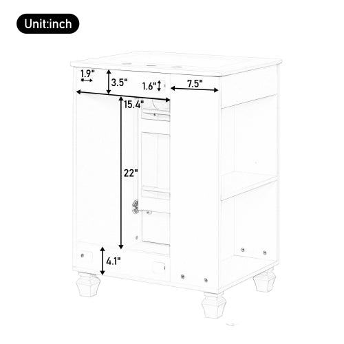 24" Bathroom Vanity with Sink, Bathroom Cabinet with Door Shelf, Side Open Storage, Solid Wood Frame,Soft Closing Door, White
