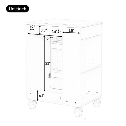 24" Bathroom Vanity with Sink, Bathroom Cabinet with Door Shelf, Side Open Storage, Solid Wood Frame,Soft Closing Door, White