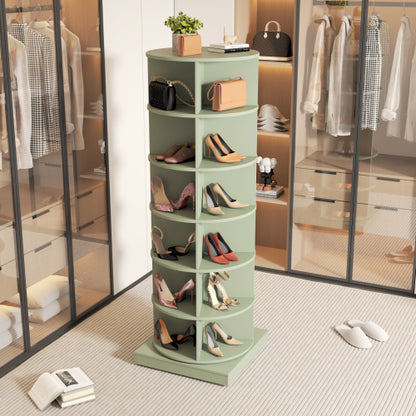 Green 6-Layer 360 Degree Rotating Shoe Cabinet Large Capacity Space Saving Household Shoe Storage Rack