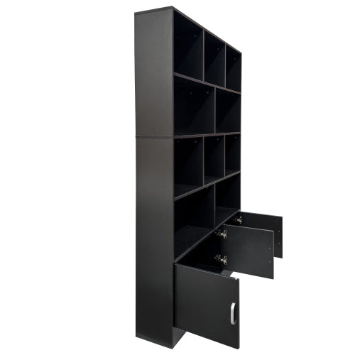 70.87 Inch Tall 10-Cube Bookshelf With 3 Closed Doors Home Storage Cabinet