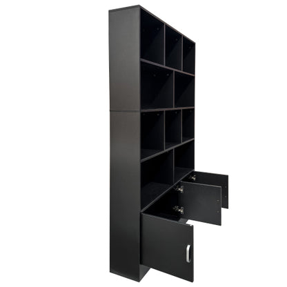 70.87 Inch Tall 10-Cube Bookshelf With 3 Closed Doors Home Storage Cabinet