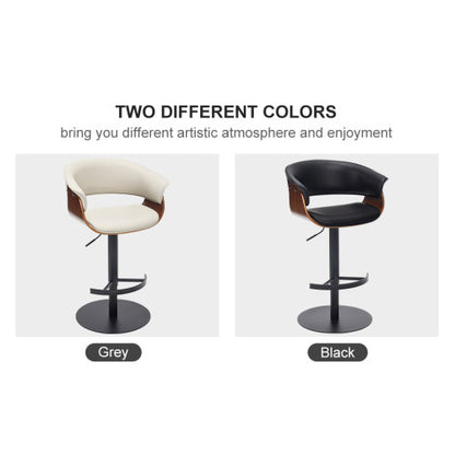 Faux Leather Wooden Adjustable Bar Stools, 360 Degree Swivel Bar Chair with Backs,Bar height Couner Height Barstools for Home Kitchen Dining Room and Bar Room(Grey 1pc)