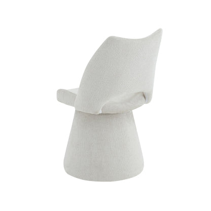 Modern Swivel Dining Chair with Hollow Back Design, Velvet Upholstered Accent Chair, 360¡ã Swivel Metal Base, Off-White, Set of 1