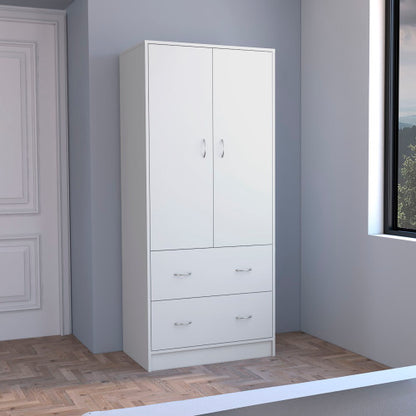 2-Doors 2-Drawers Armoire White