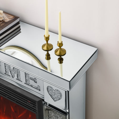W 46" X D 12.6 X H 41 " Acrylic diamond mirror fireplace cabinet, TV fireplace cabinet