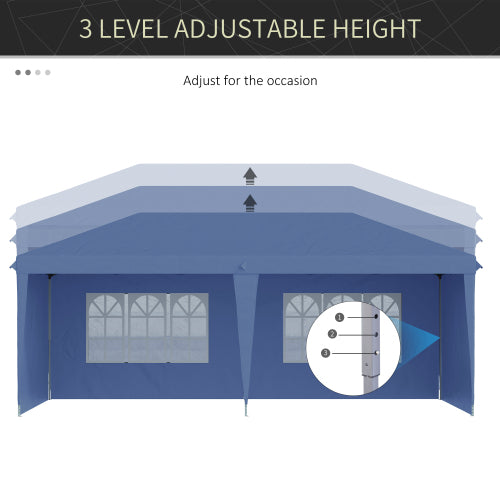 10' x 20' Pop Up Canopy Tent with 4 Sidewalls, Heavy Duty Tents for Parties, Outdoor Instant Gazebo with Carry Bag, for Outdoor, Garden, Patio, Blue