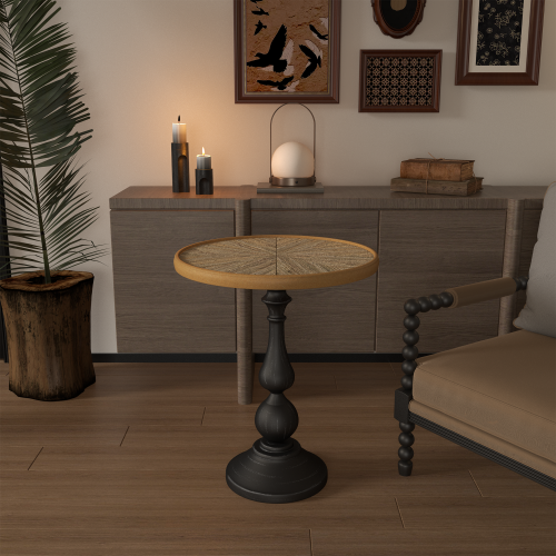 Round Pedestal Side Table, Vintage Style