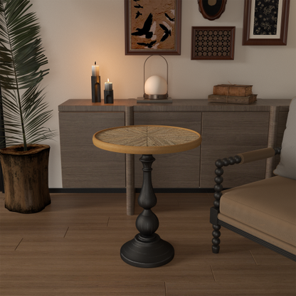 Round Pedestal Side Table, Vintage Style