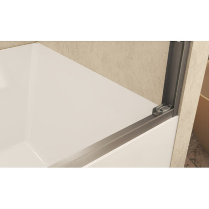 56-60" x 60" Tempered Glass with Explosion Proof Film, Aluminum Frame Double Sliding Shower Door, "1/4 (6 mm), Stainless Steel handle,Brushed Nickel