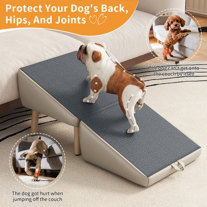 Foldable Ottoman Dog Stairs Ramp for Small Dogs and Cats 2-in-1 Pet Steps