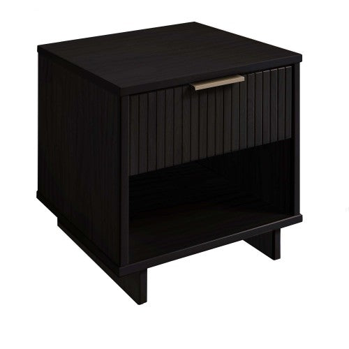 Black Solid Wood Glam Nightstand