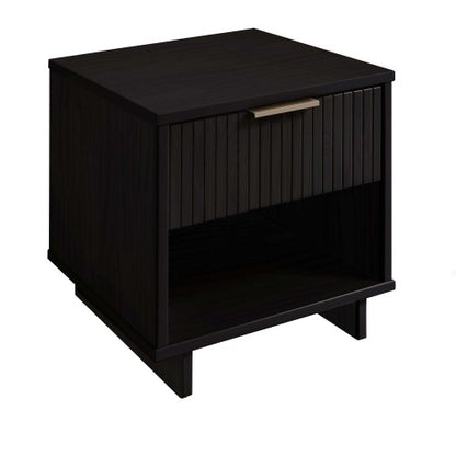 Black Solid Wood Glam Nightstand