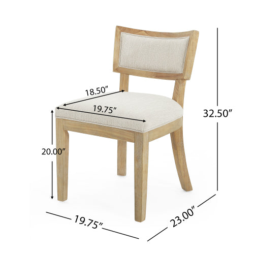 Fabric Upholstered Farmhouse Dining Side Chairs Set of 2, Rubberwood Frame