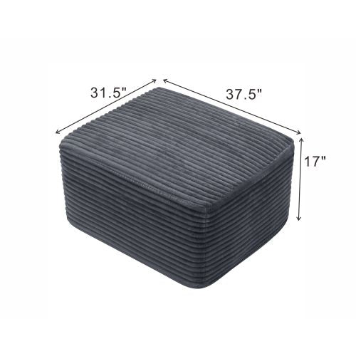 37.5" Corduroy Square Upholstered Ottoman, Soft Padded Foot Stool for Living Room Bedroom Decor