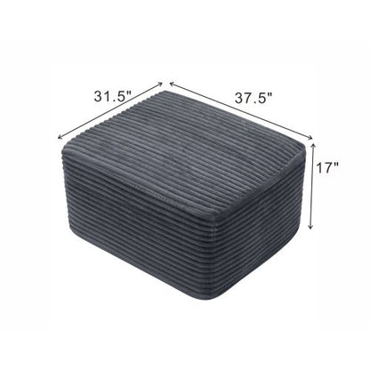37.5" Corduroy Square Upholstered Ottoman, Soft Padded Foot Stool for Living Room Bedroom Decor