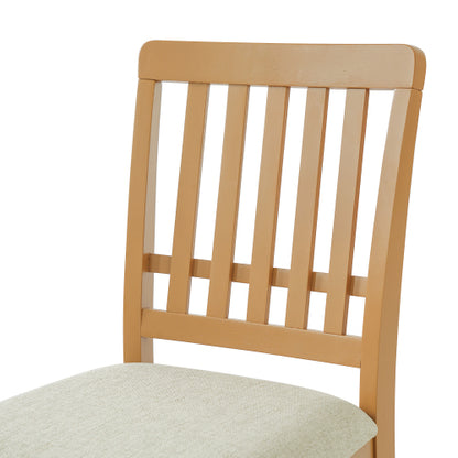 2-Piece Modern Dining Chairs Set of 2, Curved Wood Backrest with Gray Fabric Seat, Rubber Wood and LVL Frame, Light Brown Finish