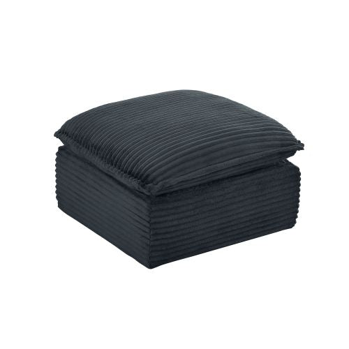 Grey Modular Compression Square Ottoman, Vacuum Packed Upholstered Footrest for Sectional Sofa, No Assembly