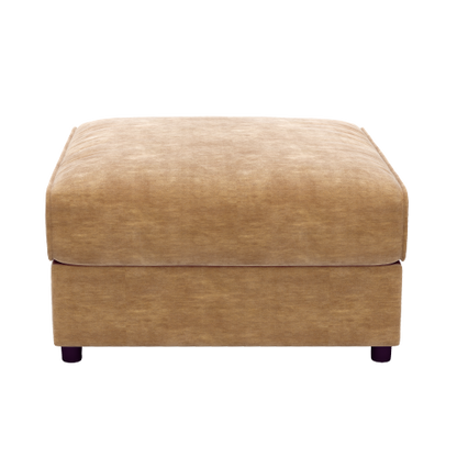 24 Inch Camel Chenille Ottoman Sofa, Modular Storage Upholstered Ottoman with Ergonomic Cylindrical Support