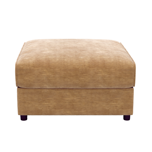 24 Inch Camel Chenille Ottoman Sofa, Modular Storage Upholstered Ottoman with Ergonomic Cylindrical Support