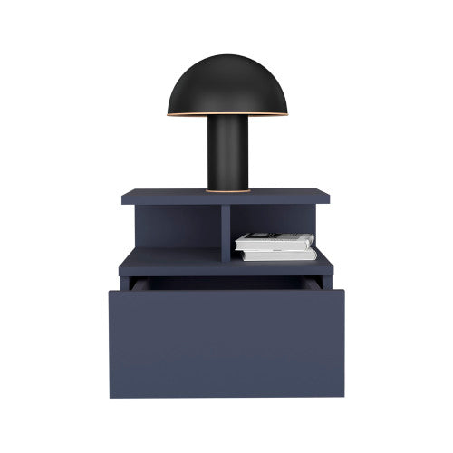 Alby Blue 1-Drawer 3-Shelf Nightstand, 11.6inchH, Manufactured Wood